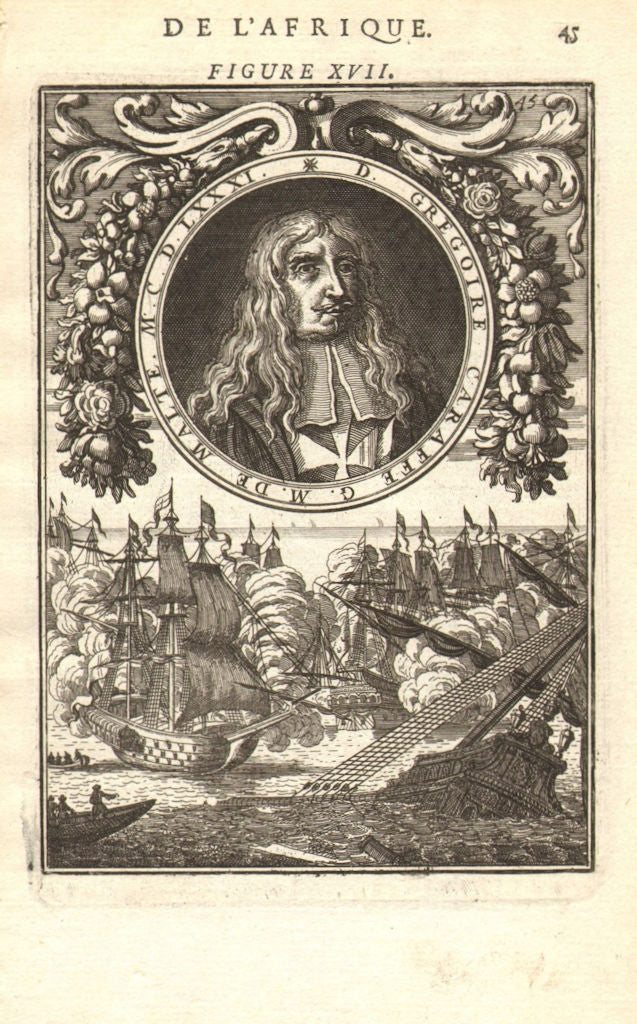 GRAND MASTER GREGORIO CARAFA. & Malta/Venetian v Ottoman fleet 1659. MALLET 1683